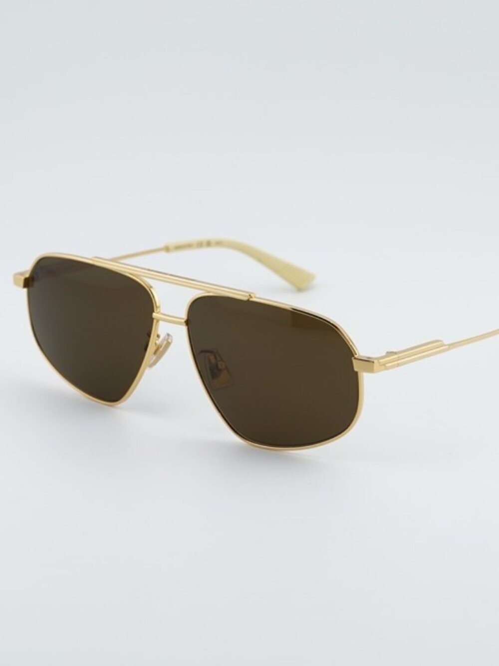Bottega Veneta BV1194S 002 Sunglasses Gold Aviator Frame, Brown Lenses